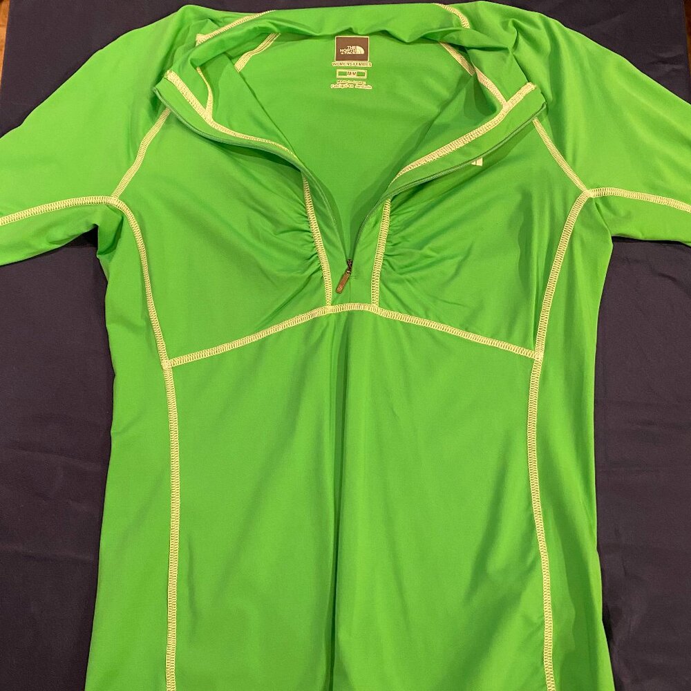 The North Face 1/4 Zip Shirt Womens Small Heather Green Flash Dry MEDIUM - Picture 3 of 6
